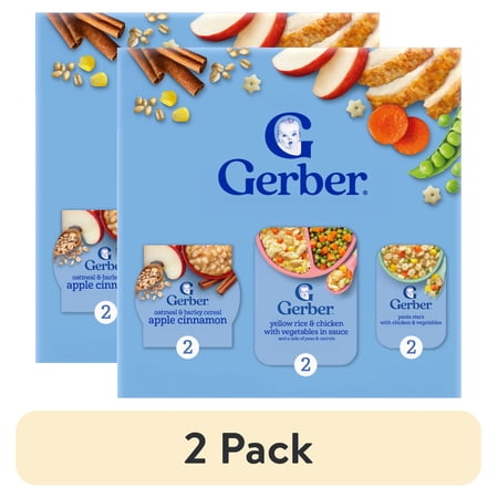 (2 pack) Gerber Toddler Food Variety 6 Pack, All Day Favorites, Breakfast, Lunch & Dinner 2.14 lb.