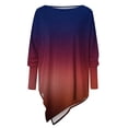 thumbnail image 4 of Clearance Womens Plus Size Long Sleeve Tops Boat Neck Vintage Floral Printed Pullover Casual Loose-Fit Irregular Hem T-Shirts Blouse, 4 of 5
