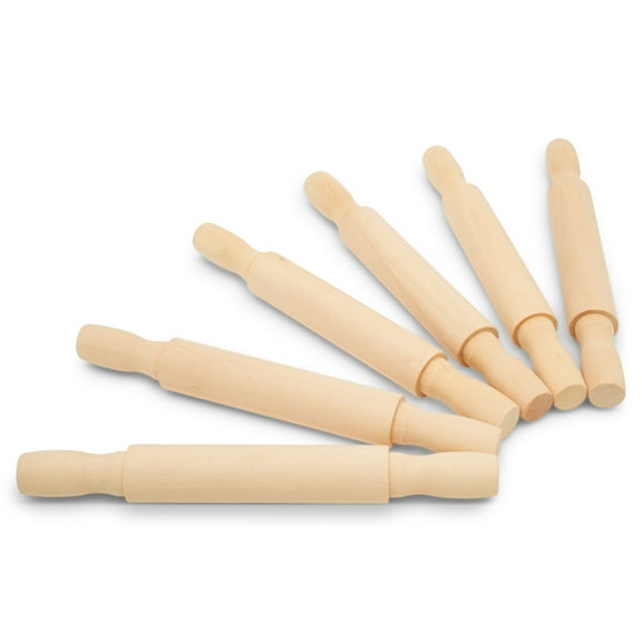 Wooden Mini Rolling Pin, 7 Inches Long, Pack of 250, Perfect for Fondant, Pasta, Baking in the Kitchen, Play-doh, Crafting and Imaginative Play, by Woodpeckers