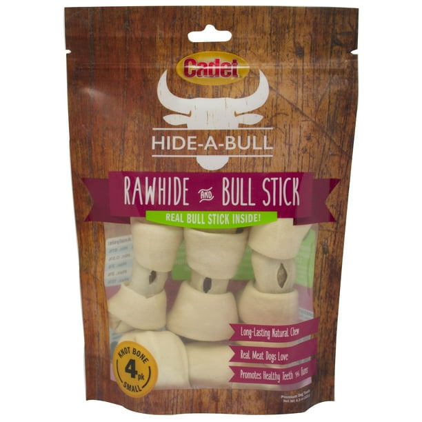 Cadet HideaBull Bully Stick Stuffed Rawhide Small Dog Treats, 4 Count