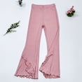 thumbnail image 4 of WQNVRNR Girls Flared Pants Elastic High Waist Ruffle Hem Slimming Casual Kids Long Pants Pink 8 Years, 4 of 6