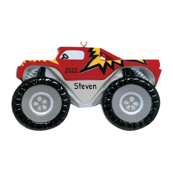 Ornaments by Elves Personalized Monster Truck Side Christmas Tree Ornaments 2024 for Tree .25lbs