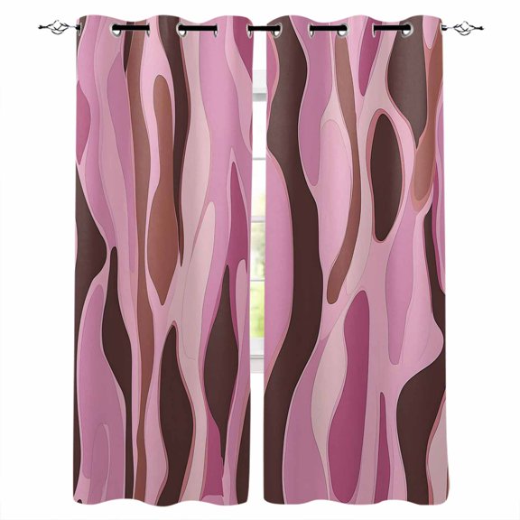 Pink Brown Ombre Blackout Curtains for Bedroom/Living Room, Thermal Insulated Kitchen Curtains, Geometric Modern Abstract Art Grommet Darkening Window Treatment Drapes 52"x72"x2