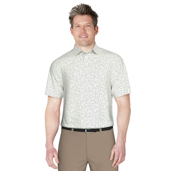 Lee Golf Men's and Big Men’s Multi Geo Print Short Sleeve Golf Polo Shirt, up to Size 5X