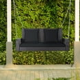thumbnail image 3 of Topbuy Outdoor Wicker Porch Swing Bench 2-Person Patio Rattan Swing Chair W/ Soft Cushions Black, 3 of 8