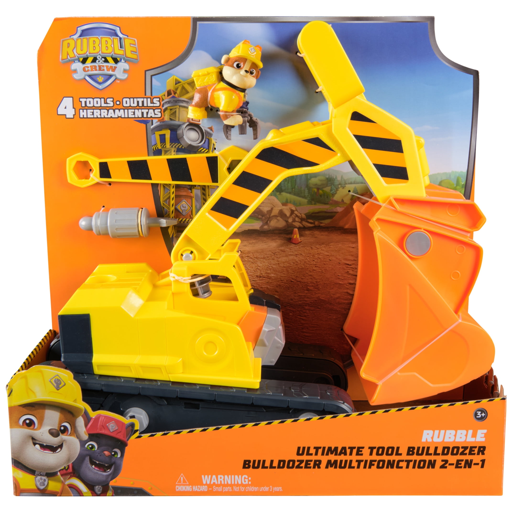 PAW Patrol, Rubble & Crew, Rubble's Ultimate Tool Bulldozer with Rubble & Detachable Tools, for Kids 3 and up