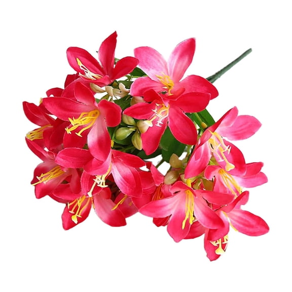 Nesthee Artifical Lily Flowers with Full Bloom Long Stem Hot Pink Artificial Lilies, Faux Bouquets for Home Hotel Flower Arrangement Party Decor