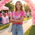 thumbnail image 4 of Domzest Womens V Neck T Shirt Breast Cancer Awareness Survivor Never Give Up Pink Ribbon Graphic Tee Casual Short Sleeve Tops Hot Pink XL, 4 of 6