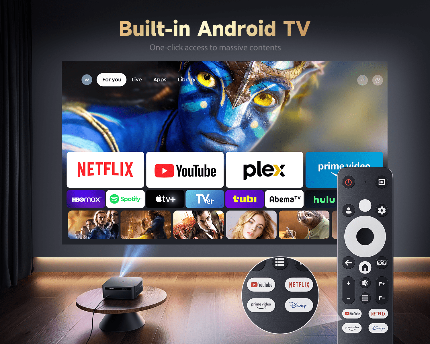 PUTRIMS Smart Projector with WiFi 6 and Bluetooth, Native 1080P Full HD Support 4K, Auto Focus & Auto Keystone, Built-in Streaming Apps Outdoor Movie Projector