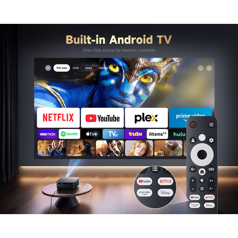 PUTRIMS Google TV Projector, 1080P Full HD, 1000 ANSI, WiFi