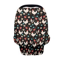 Renewold Rooster Flowers Baby Car Seat Covers Carseat Canopy for Boys Girls, Multi Use Nursing Breastfeeding Covers, Nursing Scarf
