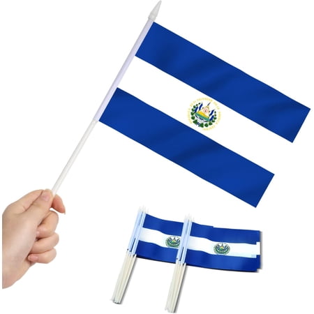 Anley El Salvador Mini Flag 12 Pack - Hand Held Small Miniature Salvadoran Flags