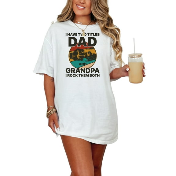 Proud Dad and Grandpa Family Gift, White Comfort Colors T-Shirt, Small