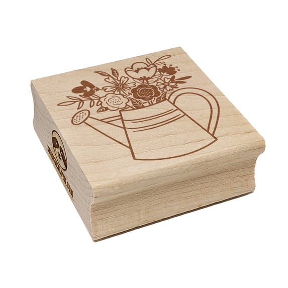 Watering Can Bouquet of Flowers Square Rubber Stamp Stamping Scrapbooking Crafting - Large 2.75in