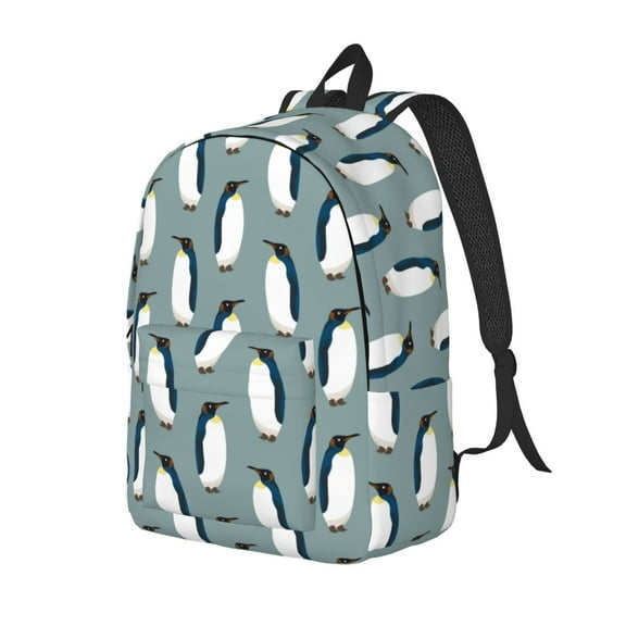 Ratiio Penguin Print Canvas Backpack for Women & Men Retro Aesthetic Rucksack Basic Backpack for High School/College Students Travel Laptop Bag