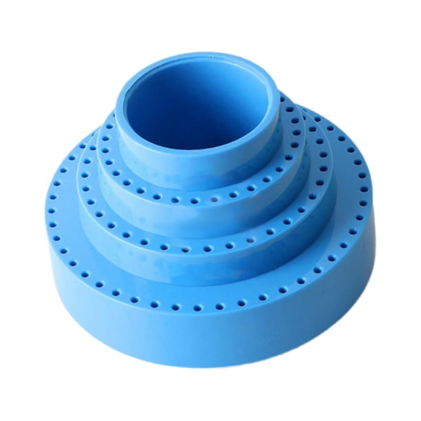 Organizador, estuche de almacenamiento redondo, caja de almacenamiento para accesorios de salón de uñas, giratorio. Azul