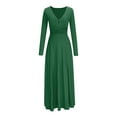 thumbnail image 6 of Women Cocktail Party Dresses Wedding Dress Women's Fashionable Long Sleeve V-Neck Dress - Ruched Details and Slit for A Trendy Evening Outfit, 6 of 7