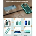 thumbnail image 2 of Xhy for iPhone 13 Pro Case with Screen Protector & Camera Lens Protector Rugged Rubber Durable 3 in 1 Protective Phone Cover for Girl Men Women Cute (Teal), 2 of 7