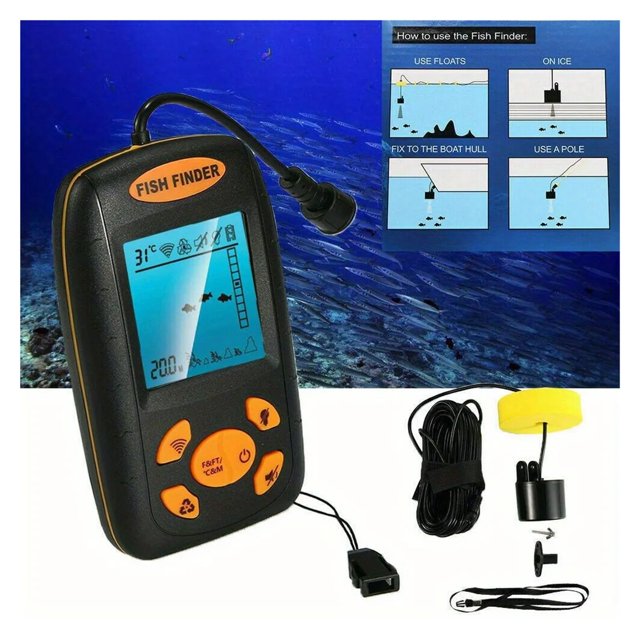 Quality Portable Fish Finder Echo Sonar Alarm Sensor Transducer Fishfinder