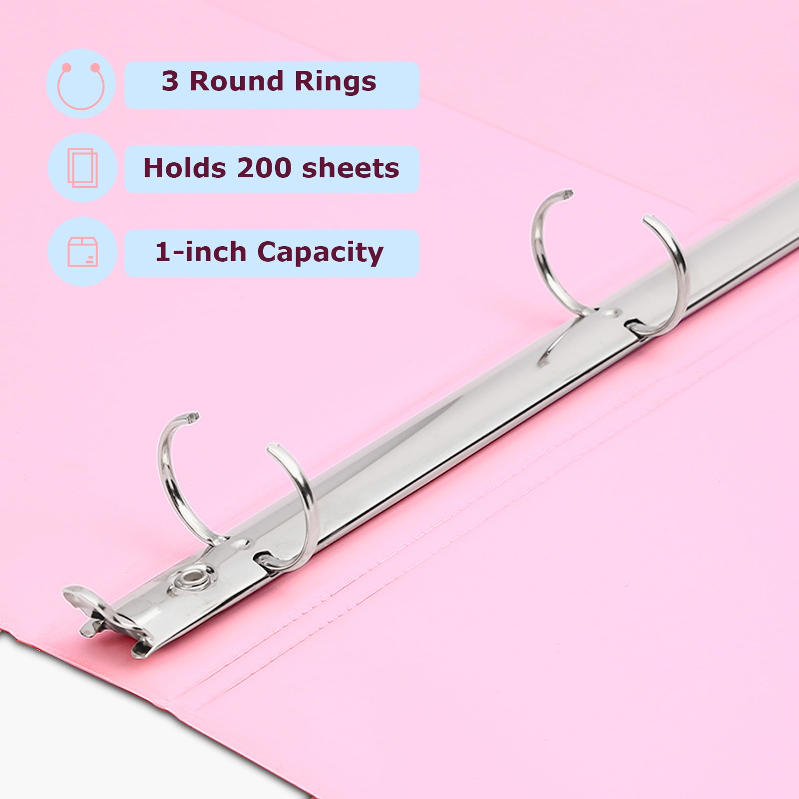 3 Ring 1 inch Binders Round Ring View Notebooks Binders O-ring 3 Ring 200 Sheets of Letter Size Paper Organizer with Pockets 4-Pack Assorted Color