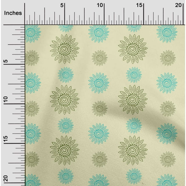 oneOone Cotton Flex Fabric Spiral & Floral Block Print Fabric By Yard 40 Inch Wide