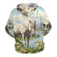 thumbnail image 2 of Handsome Horse Sniffing Flower Men’s Hoodies Sweatshirt Fleece Jackets Long Sleeve Sweatshirts, 2 of 5