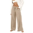 thumbnail image 2 of FAIWAD Wide Leg Linen Pants for Women Summer Flowy High Waisted Drawstring Palazzo Pants Beach Vacation Boho Pants, 2 of 6