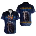 thumbnail image 3 of Camisetas americanas de una nación bajo Dios para hombre, camisetas hawaianas con botones de manga corta y estampado 3D de la bandera patriótica de Jesús, 3 of 5