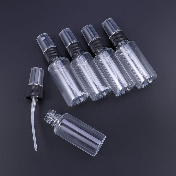 LOLIPPYY 12Pcs Portable Spray Bottle Black Plastic Refillable Fine Mist Sprayer for Travel and Perfume