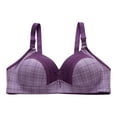 thumbnail image 2 of Aloohaidyvio Bras,Women Plus Size Bra Lace Plaid Printing Non-Steel Ring Buckle Underwear, 2 of 6
