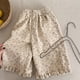 thumbnail image 1 of New Spring Autumn Children's Corduroy Ankle Length Pants 1-7Y Korean Girls' Ruffled Floral Pants Cropped Casual Pants for Kids, 1 of 6