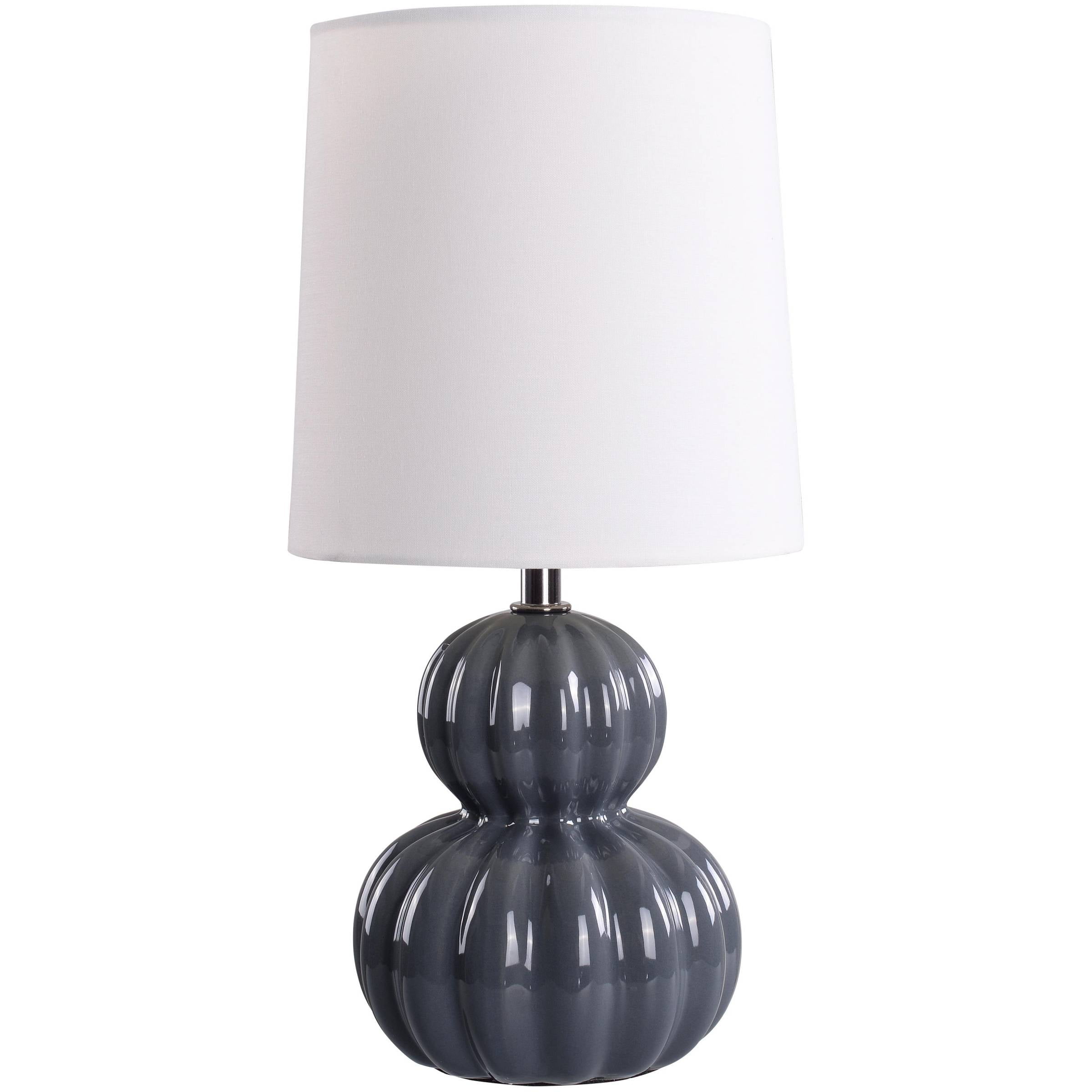 Mainstays Mini Gray Ceramic Table Lamp with Shade 12.75"H-Gray Finish and Traditional Style