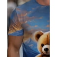 thumbnail image 4 of Men's 3D T-shirt with teddy bear design, the first choice for home casual wear. Made of soft, light and durable blue fabric, it is very suitable for casual outings and daily wear, providing a comfort, 4 of 6