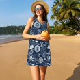 thumbnail image 4 of Vsdgher Sailing Cruises Nautical Print Summer Dresses for Women Casual U Neck Beach Dress Sleeveless Tank Loose Sundress with Pocket -X-Large, 4 of 7