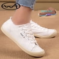 thumbnail image 5 of Pandaie Women's Wide Canvas Sneakers Arch Support Low Top Walking Shoes Washed Fashion Flat Tennis Shoe for Everyday Walks & Casual Outfits White 6.5, 5 of 9