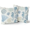 thumbnail image 2 of Nautical Coastal Throw Pillow Covers 20x20 Set of 2 Coral Seashell Starfish Seahorse Beach Decorative Throw Pillows Summer Ocean Pillowcase Cotton Square Cushion Cover Decor for Home Couch Bed Soft, 2 of 6