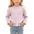 thumbnail image 2 of Yeaiivve Baby Toddler Girls Cute Tops Long Sleeve Ruffle Hem Blouse for Kids Cotton Blend Soft Crewneck Basic Tees Little Girl Solid Color Casual T-Shirts Fall Clothes Purple 3 Years, 2 of 8