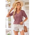 thumbnail image 2 of Arach&Cloz Women's V-Neck Short Sleeve Special Rib Knitted Pattern Casual Tops Sweater Spring Summer 2025, 2 of 6
