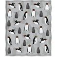thumbnail image 2 of Penguin Blanket Antarctic Animals Gifts for Women Kids Boys Home Bedroom Living Room Decor Soft Cozy Lightweight Plush Throw Blankets Grey 60"x80", 2 of 6