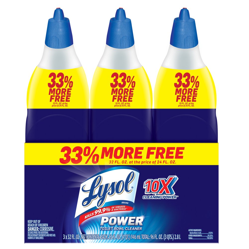 Lysol Power Toilet Bowl Cleaner, 96oz (3X32oz), 10X Cleaning Power