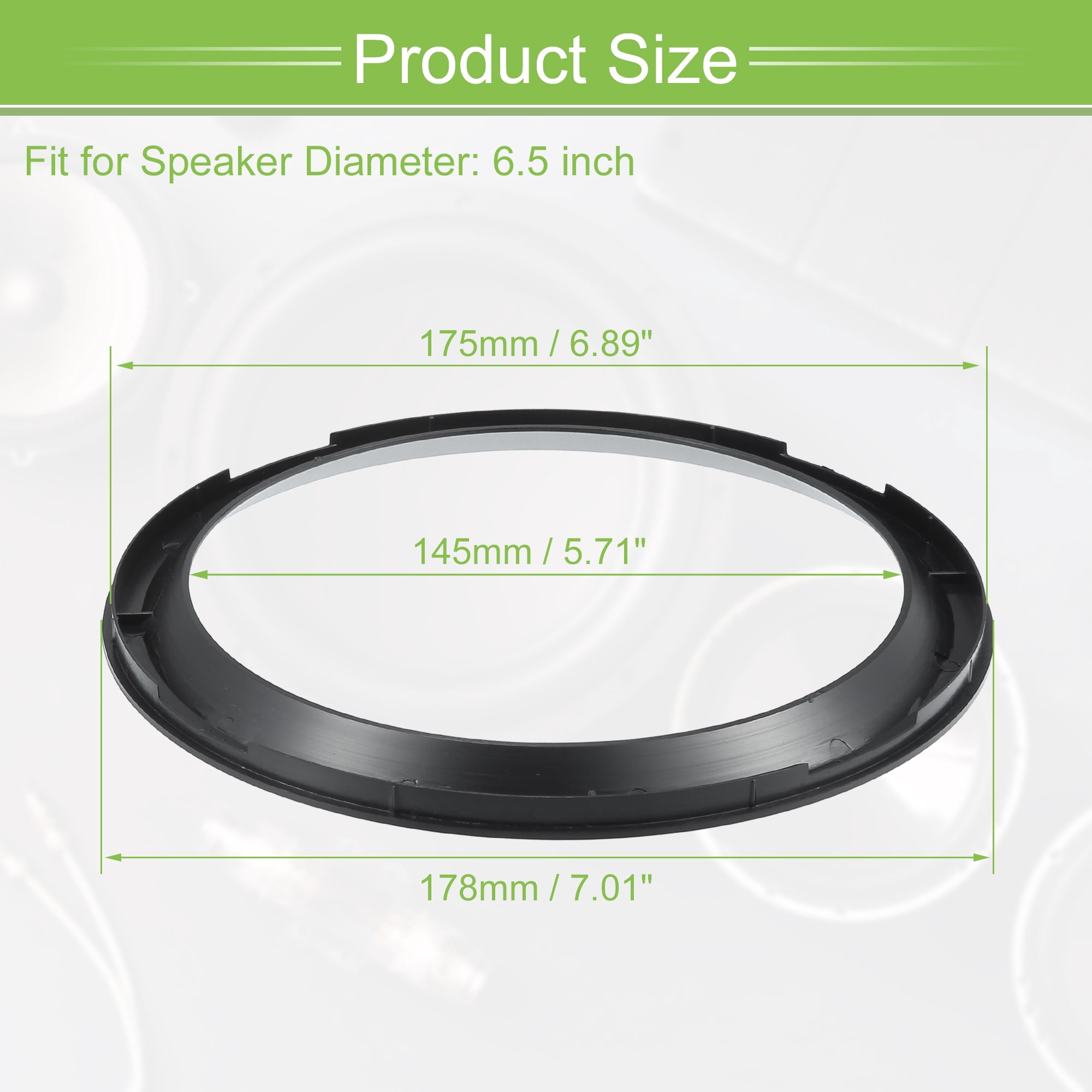 Unique Bargains Universal Subwoofer Speaker Rings Cover Spacers for Car Audio Black 6.5"