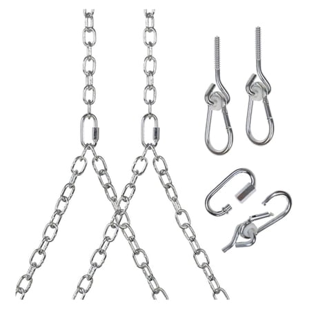 Heavy Duty 700 Lb Porch Hanging Chain Kit - Color: Silver (8 Foot Ceiling)