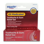 Equate 4X Medicated Toothache & Gum Relief Oral Pain Gel, 0.25 oz