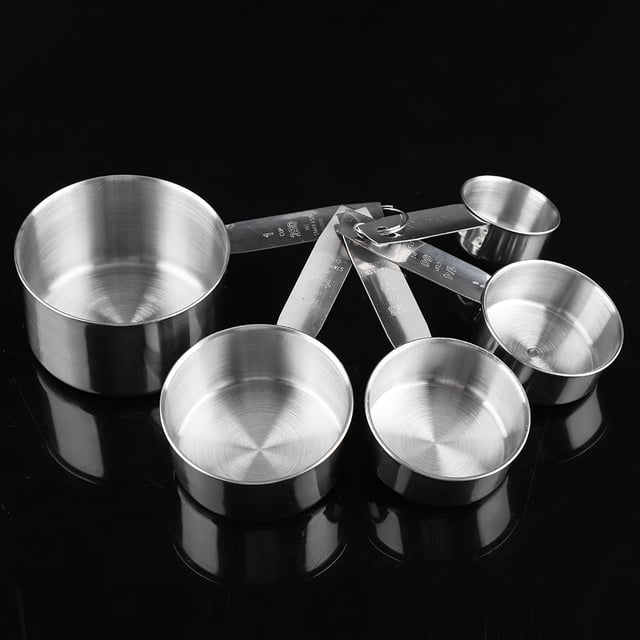 Taza medidora de acero inoxidable, juego de 5 piezas Taza medidora antioxidante de acero inoxidable Cuchara medidora optimizada para la excelencia Jadeshay A
