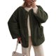 thumbnail image 1 of Abrigos de Invierno para Mujer, de Larga, con Botones, Chaquetas de Forro Suave, Ropa de Abrigo, Moda de Otoño Verde S, 1 of 9