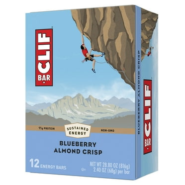 CLIF BAR - Blueberry Almond Crisp - Made with Organic Oats - Energy Bars - 2.4 oz. (12 Pack)