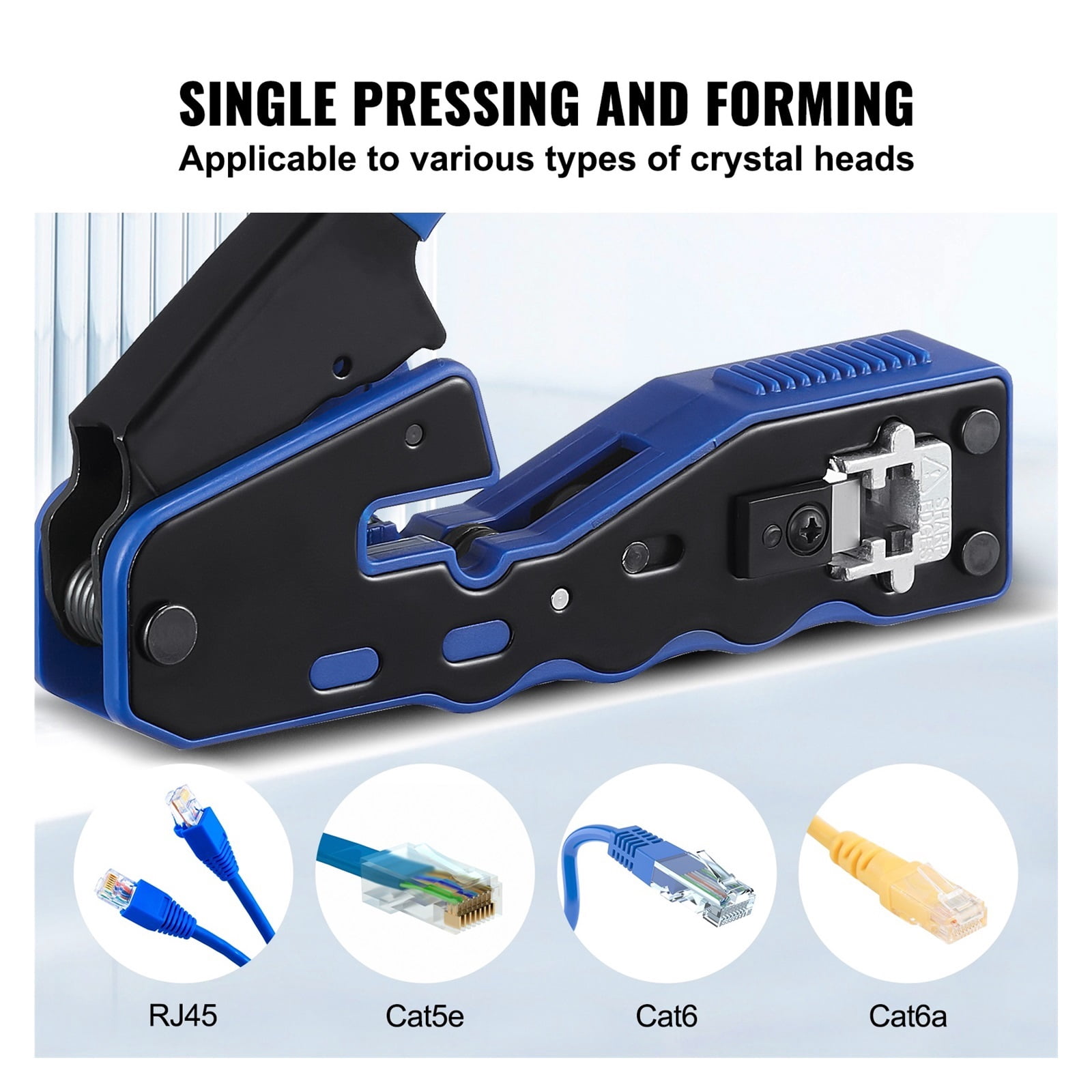 Crimping Tool RJ45/Cat5e/Cat6/Cat6a Ethernet Crimper Crimp Pliers For 8-Pin Modular Plugs, With Mini Wire Stripper ,Professional Tools