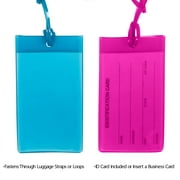 Protege 2 Pack Travel PVC Luggage Tags - Jelly Pink & Blue
