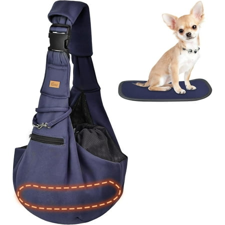 Cuby Dog and Cat Sling Carrier - Hands Free Reversible Pet Papoose Bag - Soft Pouch and Tote Design - Suitable for Puppy  Small Dogs Cats Outdoor (Blue Senior  Adjust strap 2.0)