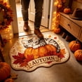 thumbnail image 4 of SLYNSHome Fall Irregular Floor Mat, Cute Sleeping Cat Pumpkin Non-Slip Bath Rug, Soft Washable Seasonal Shaped Carpet Roll Packed For Bathroom Living Room Entryway Decor, 4 of 7
